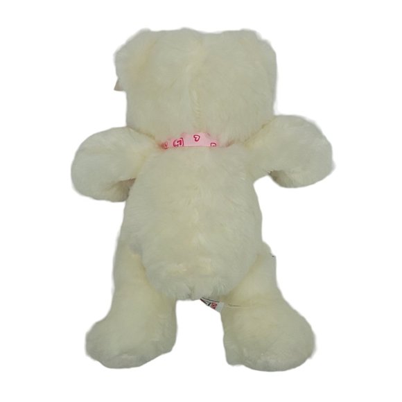Ganz Cuddles Teddy Bear Plush Pink Heart Bow 12" Stuffed Animal Toy White - Picture 4 of 10